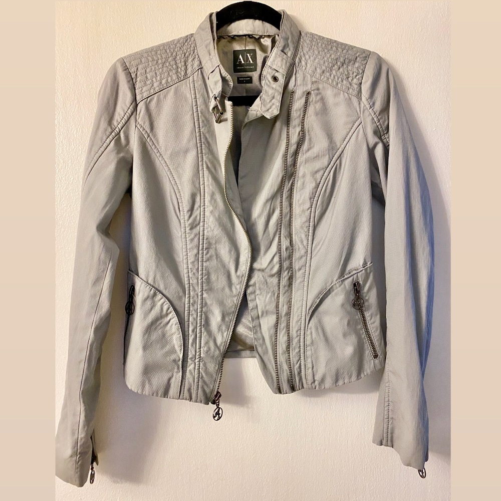 Armani Exchange moto style jacket, light grey